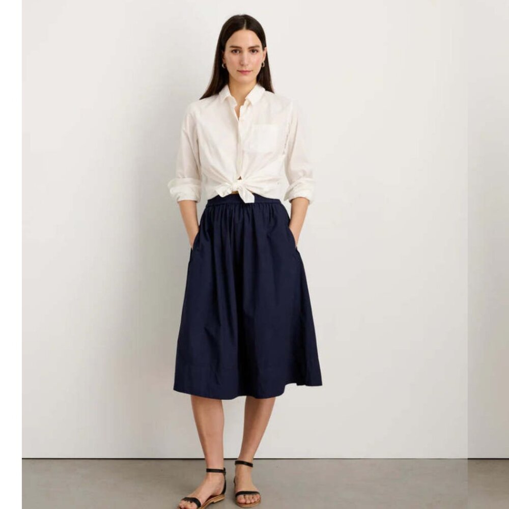 Alex Mill - Standard Skirt - Navy - Size Small - Cotton Poplin Midi Skirt